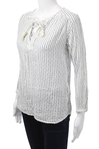 Michael Stars Womens White Striped Tunic Long Sleeve Bohemian Size XS