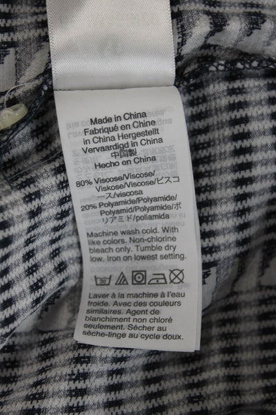 J Crew Womens Tunic Dark Blue Striped Viscose Long Sleeve Button Size M