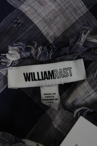 William Rast Womens Bohemian Check Tunic Blouse Blue Button Long Sleeve Size S