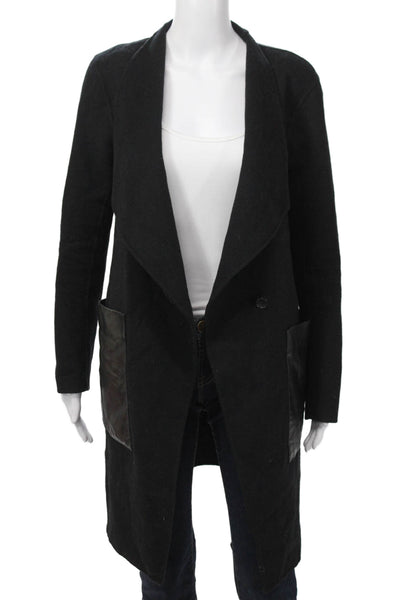 Soia & Kyo Women Overcoat Black Button Wool Blend Designer Size S