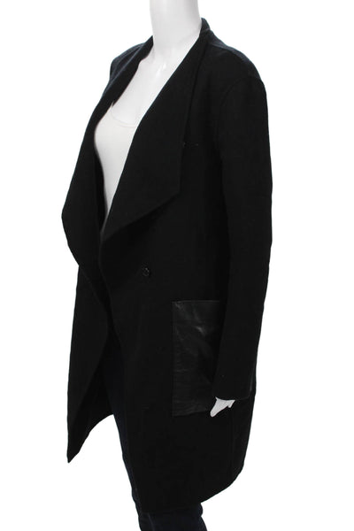 Soia & Kyo Women Overcoat Black Button Wool Blend Designer Size S