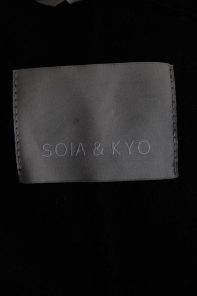 Soia & Kyo Women Overcoat Black Button Wool Blend Designer Size S