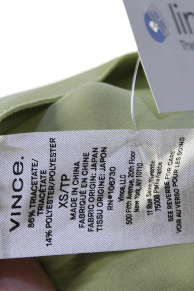 Vince Women Dress Pants Green Zip Petite Size XS