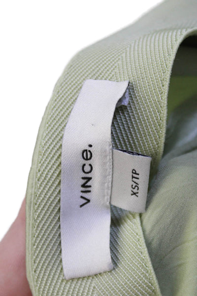 Vince Women Dress Pants Green Zip Petite Size XS