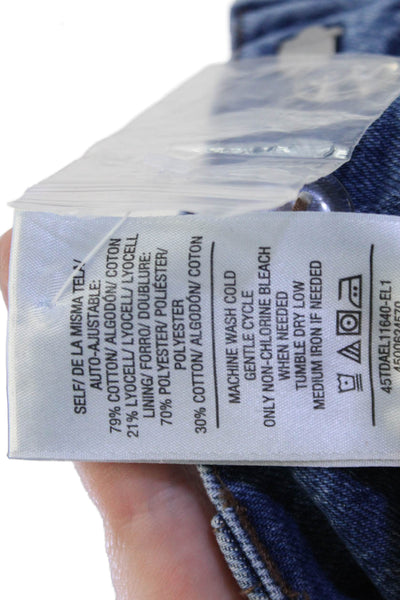 Hudson Mens Bermuda Shorts Dark Blue Button 79% Cotton Lyocell Solid Size 24