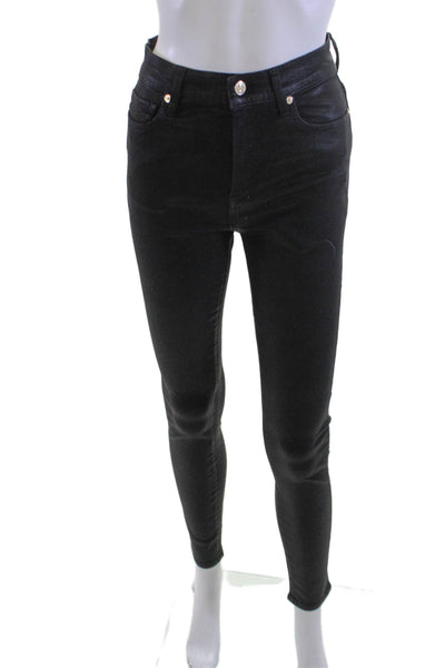 Frame Womens Skinny Ankle Jeans Black Mid Rise Size 25