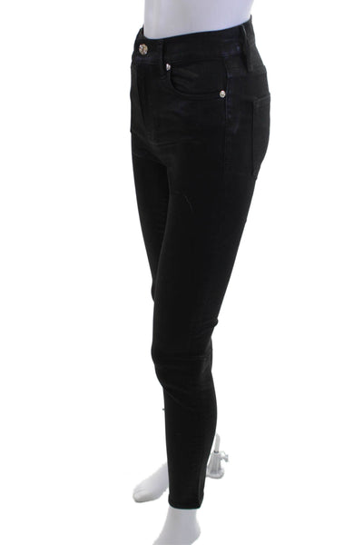 Frame Womens Skinny Ankle Jeans Black Mid Rise Size 25
