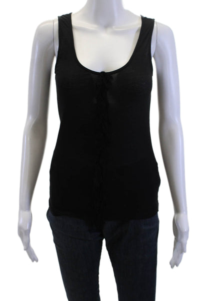 Twenty 8 Twelve Women Basic Sleeveless Black Cotton Round Neck Tank Tie Size M