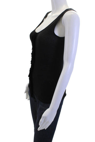 Twenty 8 Twelve Women Basic Sleeveless Black Cotton Round Neck Tank Tie Size M
