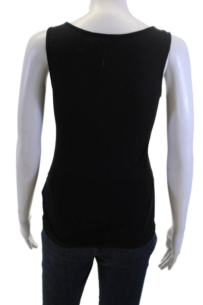 Twenty 8 Twelve Women Basic Sleeveless Black Cotton Round Neck Tank Tie Size M