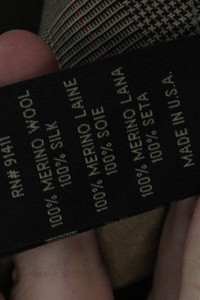 Rozae Nichols Women Plaid Collared Blazer Merino Wool Silk Long Sleeve Size 8