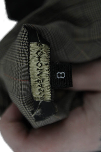 Rozae Nichols Women Plaid Collared Blazer Merino Wool Silk Long Sleeve Size 8