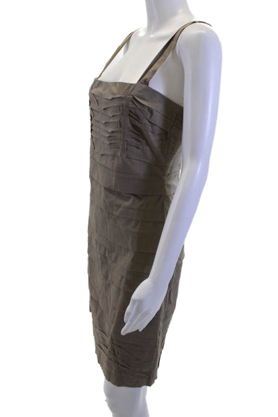 BCBGMAXAZRIA Womens Brown Bodycon Sheath Square Neck Hook & Eye Dress Size 8