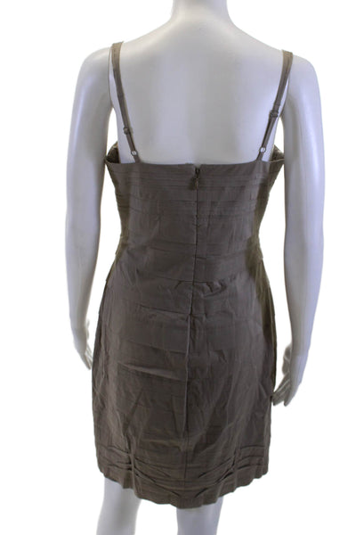BCBGMAXAZRIA Womens Brown Bodycon Sheath Square Neck Hook & Eye Dress Size 8