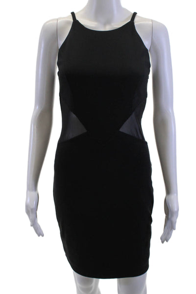 Aqua Women Bodycon Sheath Dress Black High Neck Sleeveless Size M