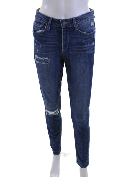 Paige Womens Skinny Ankle Jeans Dark Blue Size 28