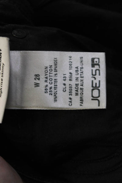 Joes Jeans Unisex Skinny Jeans Black High Rise Button Size 28