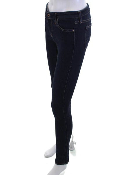 AG Adriano Goldschmied Womens Skinny Jeggings Dark Blue Button Size 28