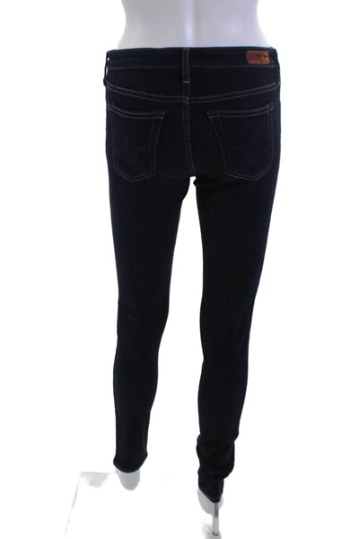 AG Adriano Goldschmied Womens Skinny Jeggings Dark Blue Button Size 28