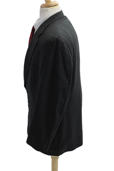 Nordstrom Mens 2 Piece Dark Gray Striped Wool Suit Jacket Button Size 42