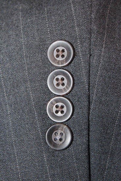 Nordstrom Mens 2 Piece Dark Gray Striped Wool Suit Jacket Button Size 42