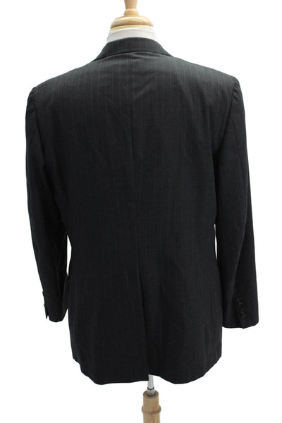 Nordstrom Mens 2 Piece Dark Gray Striped Wool Suit Jacket Button Size 42