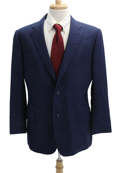 J. Hilburn Mens Dark Blue Wool Blend Blazer Button Solid Classic Size 40