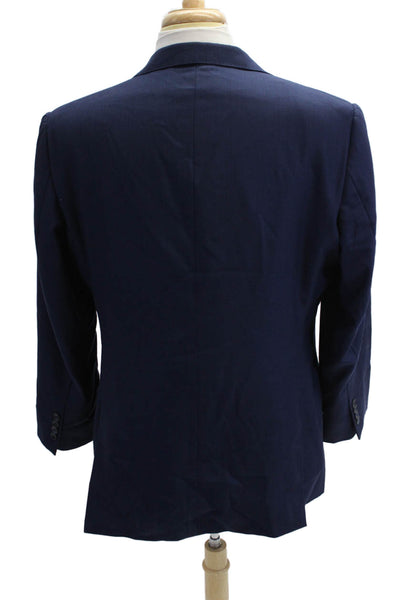 J. Hilburn Mens Dark Blue Wool Blend Blazer Button Solid Classic Size 40
