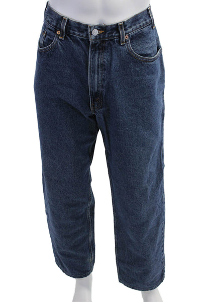 Levi's Mens Straight Relaxed Fit Dark Blue Jeans Button Fly Size 38