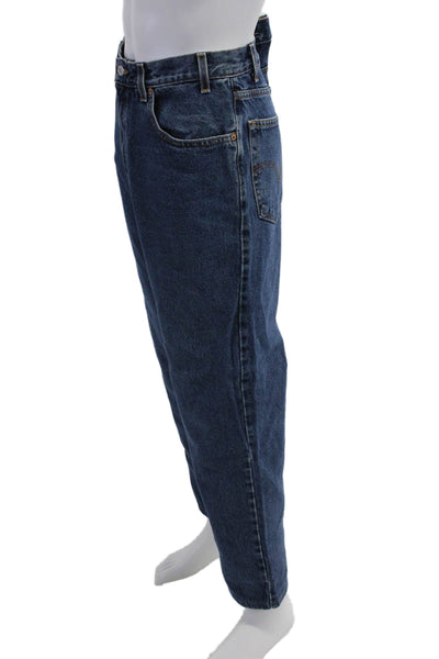 Levi's Mens Straight Relaxed Fit Dark Blue Jeans Button Fly Size 38