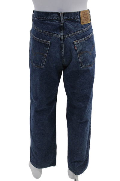 Levi's Mens Straight Relaxed Fit Dark Blue Jeans Button Fly Size 38