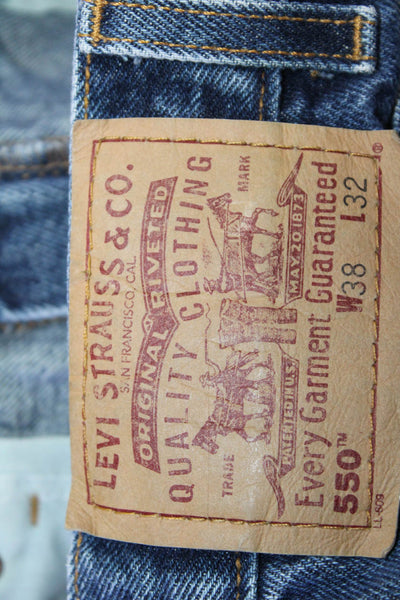 Levi's Mens Straight Relaxed Fit Dark Blue Jeans Button Fly Size 38