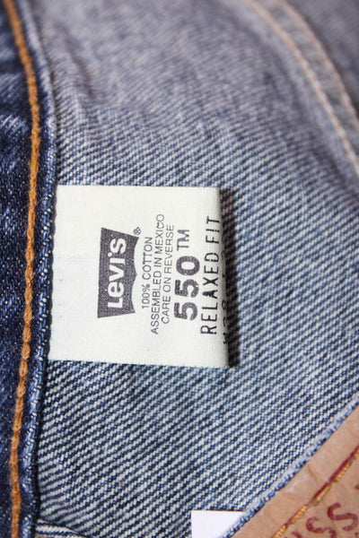 Levi's Mens Straight Relaxed Fit Dark Blue Jeans Button Fly Size 38