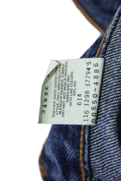 Levi's Mens Straight Relaxed Fit Dark Blue Jeans Button Fly Size 38