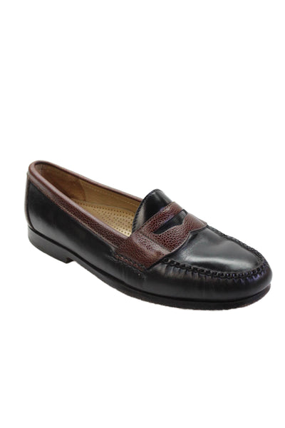 Cole Haan Mens Color Block Leather Slip On Loafers Shoes Black Brown Size 9D