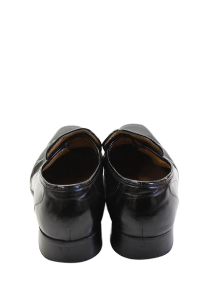 Giovanni Valentino Mens Leather Slip On Loafers Shoes Black Size 9