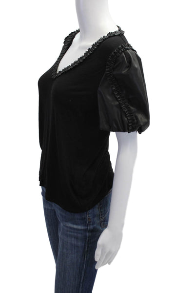 Generation Love Women Black V-Neck Short Sleeve Blouse Size S