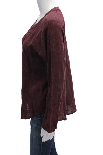 Xirena Womens Purple Lurex Tunic Button Up Long Sleeve Round Neck Size XS