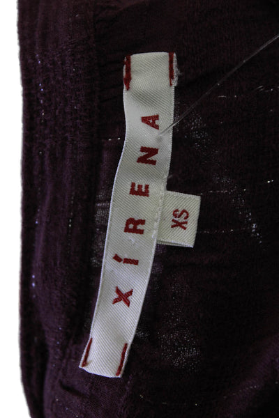 Xirena Womens Purple Lurex Tunic Button Up Long Sleeve Round Neck Size XS