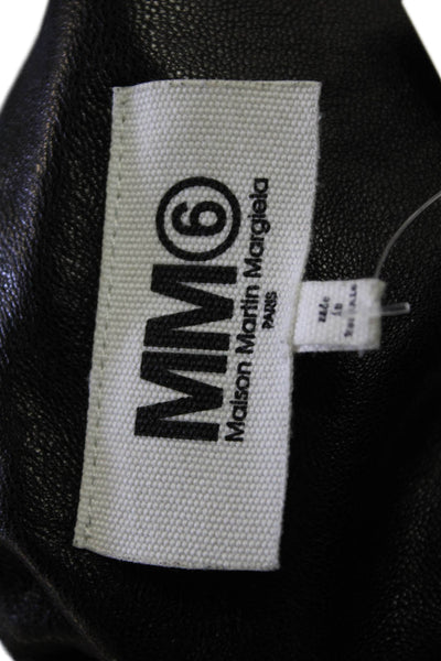 MM6 Maison Margiela Unisex Black Leather Bomber Jacket Zip Size 40