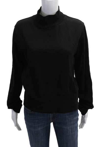 Cotton Citizen Womens Pullover Sweatshirt Black Mock Neck 100% Cotton Size S