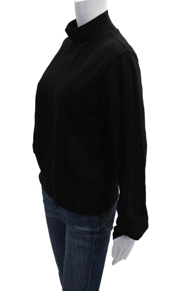 Cotton Citizen Womens Pullover Sweatshirt Black Mock Neck 100% Cotton Size S