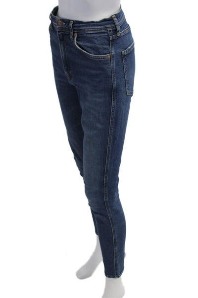 Agolde Womens Ankle Skinny Jeans Dark Blue High Rise Button Size 26