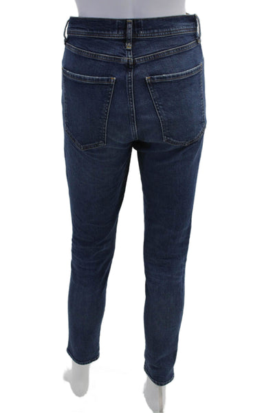 Agolde Womens Ankle Skinny Jeans Dark Blue High Rise Button Size 26