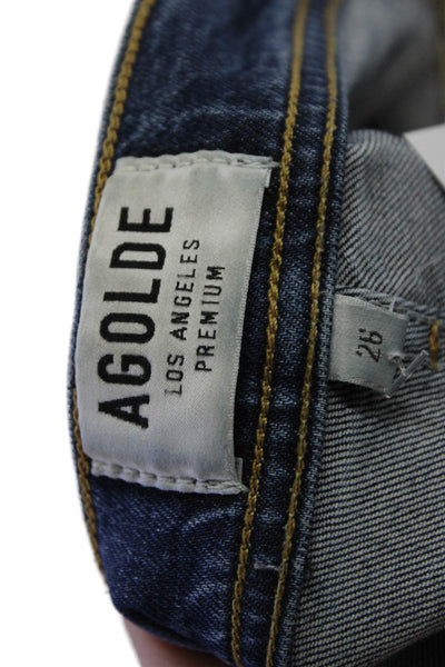 Agolde Womens Ankle Skinny Jeans Dark Blue High Rise Button Size 26