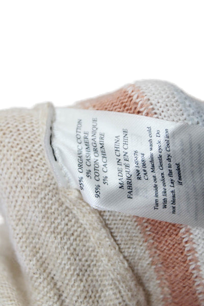 Faherty Women Striped Beige Joggers Drawstring Organic Cotton Cashmere Size S