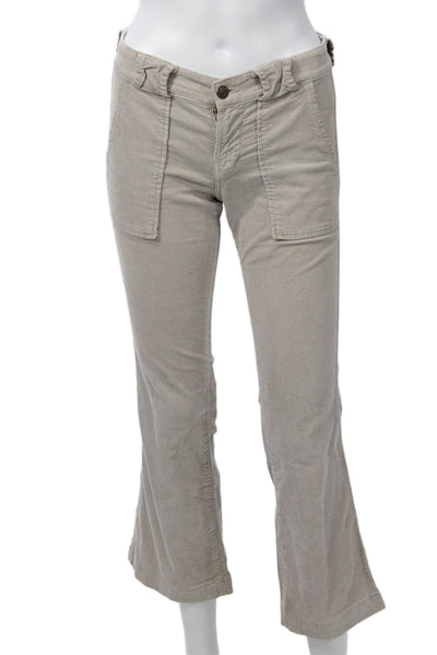 7 For All Mankind Womens Cropped Cargo Jeans Beige Mid Rise Button Size 24