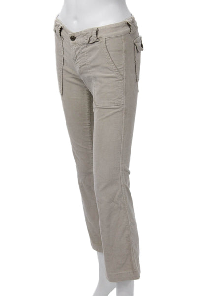 7 For All Mankind Womens Cropped Cargo Jeans Beige Mid Rise Button Size 24