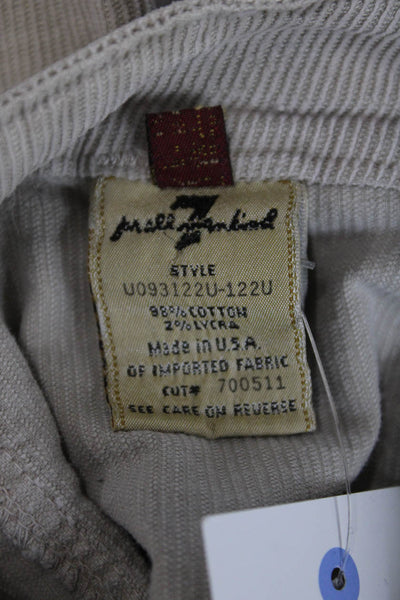7 For All Mankind Womens Cropped Cargo Jeans Beige Mid Rise Button Size 24