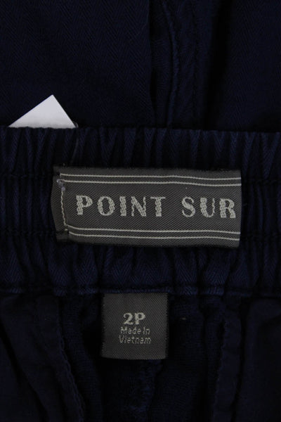 Point Sur Womens Cropped Jogger Pants Dark Blue Cotton Petites Size 2